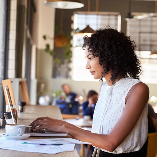woman working on her laptop